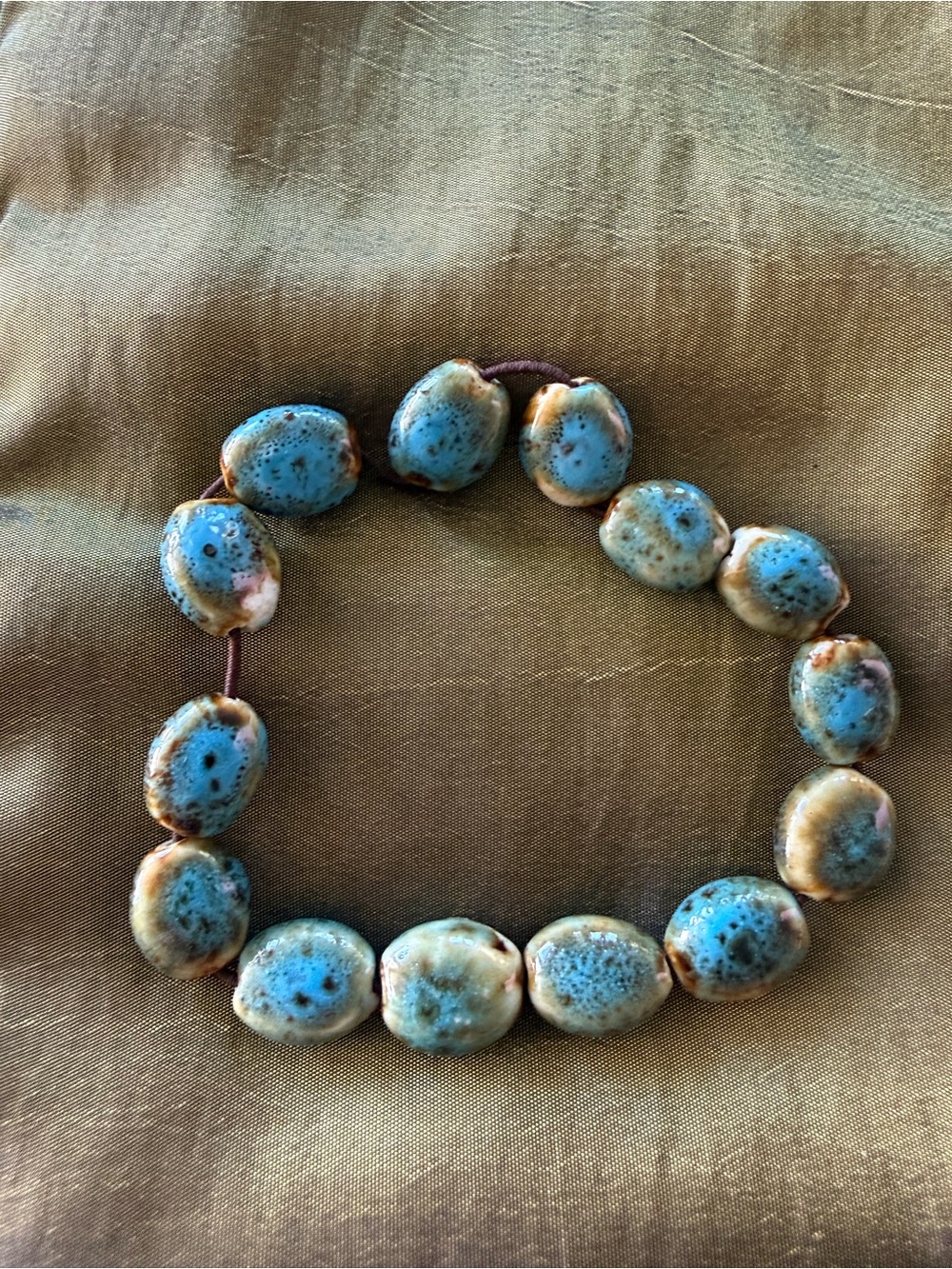 Handcrafted Blue Ceramic Bead Bracelet - Women Jewelry